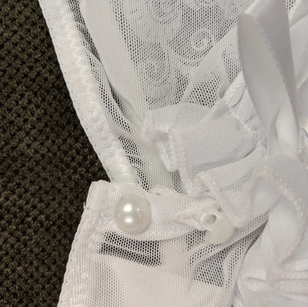 3 PACK Fantasy lingerie bridal button panty with‎ veil